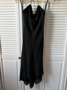 Express Black Cross Back Dress Sequin Accent